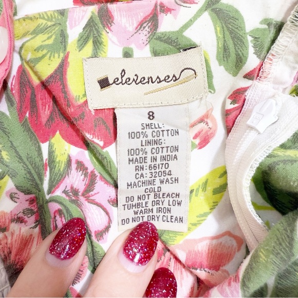 Anthropologie Elevenses Pink Floral Retro Sundress Size 8 - Picture 3 of 11